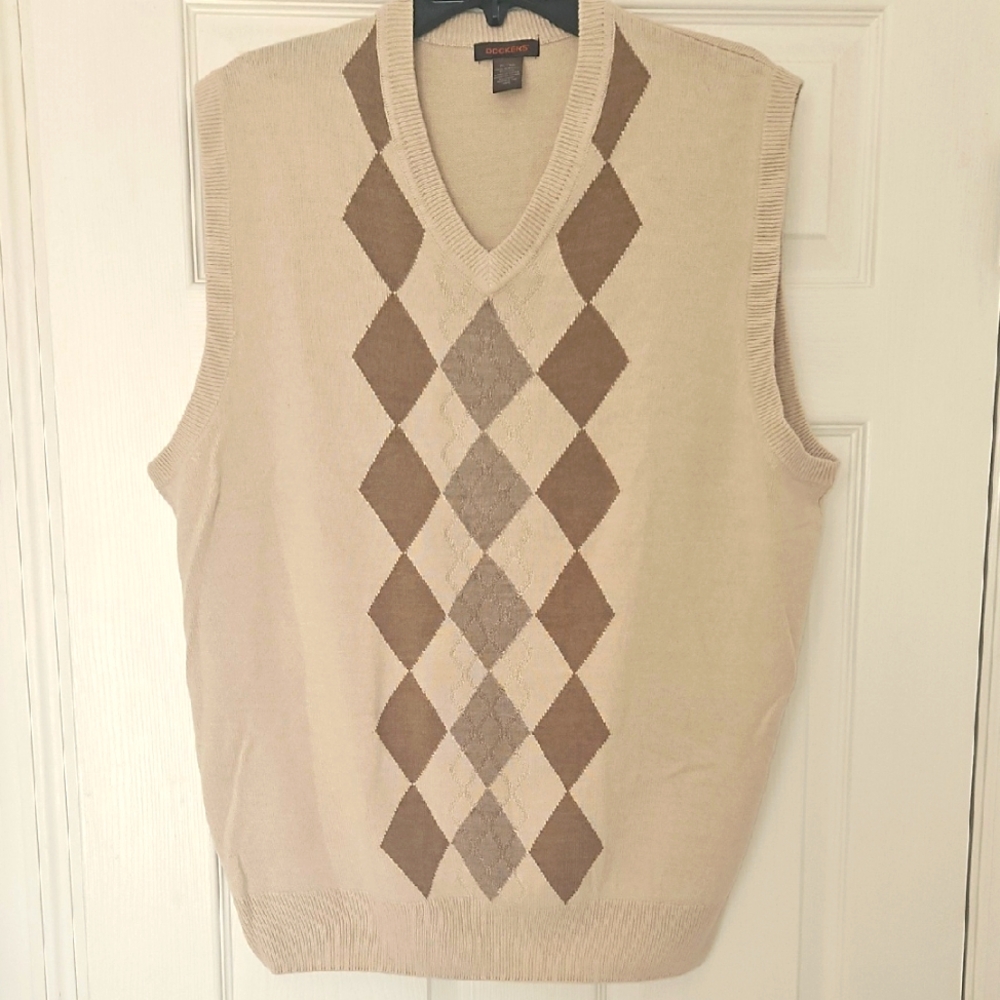 Men's Argyle Sweater Vest - Beige and Brown